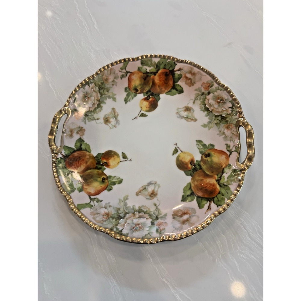Antique‎ Royal Rudolstadt Prussia 10" Plate Floral Peaches Victorian